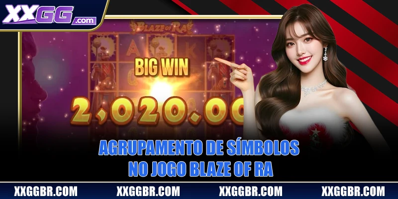 Agrupamento de símbolos no jogo Blaze of Ra